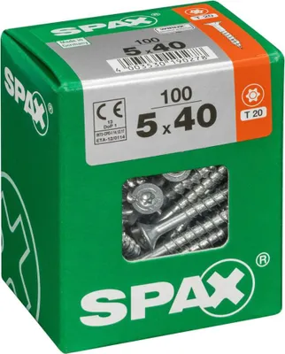Produktbild von SPAX Universalschraube, 5 x 40 mm, 100 Stück, Teilgewinde, Senkkopf, T-STAR plus T20, 4CUT, WIROX - 4191010500407