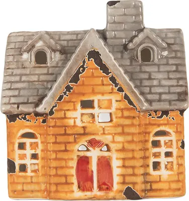 Immagine prodotto di Clayre & Eef Portacandele House 13x8x14 cm in Vetroceramica arancione