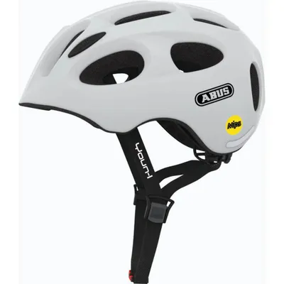 Zdjęcie produktu dla Kask dziecięcy ABUS Youn-I MIPS - kask rowerowy z oświetleniem, odblaskami i ochroną przed uderzeniami (MIPS) - dla dziewczynek i chłopców - biały matowy, rozmiar S (48-54 cm)