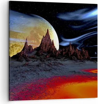 Produktbild von Bild auf Leinwand - Leinwandbild - Planeten Mond Universum - 50x50cm - Wand Bild - Wanddeko - Leinwanddruck - Bilder - Kunstdruck - Wanddekoration - Leinwand bilder - Wandkunst - AC50x50-2346
