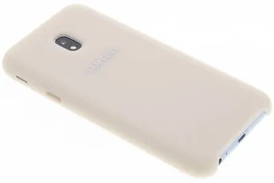 A beige Samsung phone case is shown from a diagonal angle against a white background.