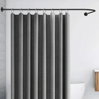 Zdjęcie produktu dla Drążek do zasłon prysznicowych – drążek narożny w kształcie litery L – regulowany 70–95 x 105–165 cm – stal nierdzewna – do łazienki i wanny – czarny