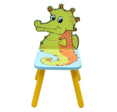Produktbild von Tano Kinderstuhl Holz Seepferdchen, 115 x 33 x 33 cm, für Kinder ab 3 Jahre, fair produziert, handbemalt und handgefertigt, stabil, umweltfreundlich, als Bausatz, 3 kg, inkl. Werkzeug & Anleitung