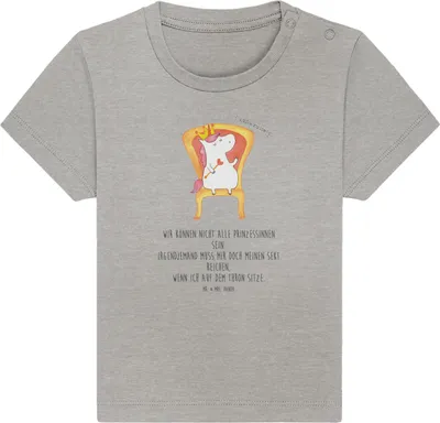 Produktbild von Mr. & Mrs. Panda  T-Shirt Einhorn König 0. - 6. Monat - Heather Grey - Geschenk, Baby Shirt, Bundeskanzler, Kaiser, Baumwollshirt, Unicorn, Krone, Babyshirt, Präsident