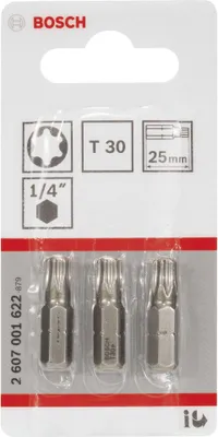 Immagine prodotto di Bosch - Punta per cacciavite - 3 pezzi - torx - T30 - Chiave a Esagono