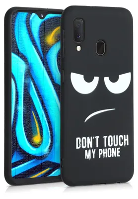 Immagine prodotto di kwmobile Custodia compatibile con Samsung Galaxy A20e - Custodia per cellulare Custodia in silicone - Non toccare il mio telefono Bianco Nero