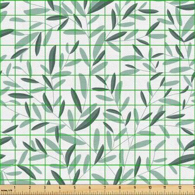 Produktbild von ABAKUHAUS Salbei Gewebe als Meterware, Muster mit Blättern Umwelt Natur Einfachheit Sommer Frühling Pflanzen Garten, 3 M (148 x 300 cm), Reseda Grün Weiß