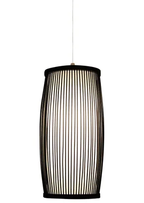 Produktbild von Fine Asianliving Bambus Hängelampe Pendelleuchte Schwarz Handgefertigt - Elliot D18xH33cm Pendelleuchte Beleuchtung Bambus Lampenschirm Geflochten Lampe Belechtung Rotan