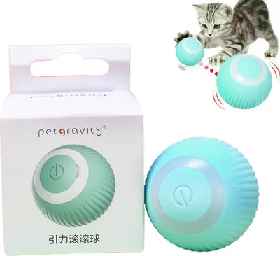 Produktbild von Interaktives Katzenspielzeug,360° selbstdrehender, mit LED Licht,Smart Ball Automatic Toys Rolling USB-Charging, grün