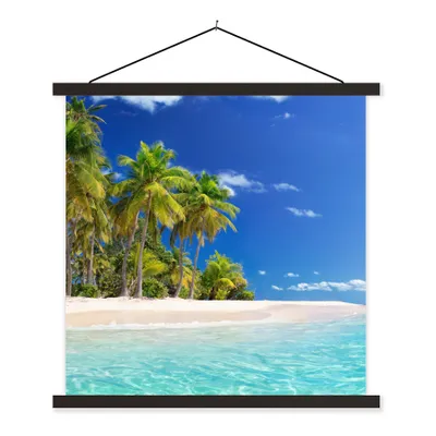 Produktbild von MuchoWow® Textilposter Strand - Meer - Palme - Sonne - Sommer 90x90 cm mit schwarzem Rahmen - Magnetisches