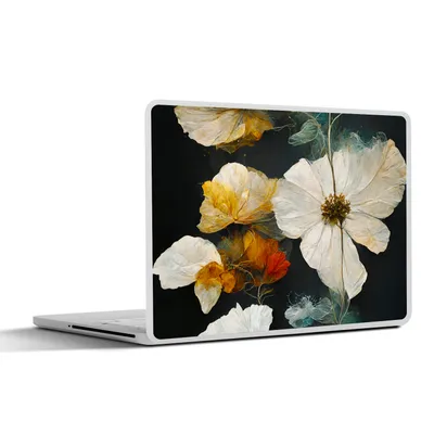 Produktbild von MuchoWow® Laptop Aufkleber Sticker Cover Blumen - Pflanzen - Schwarz - Weiß 25x18 cm - Laptop-Deko