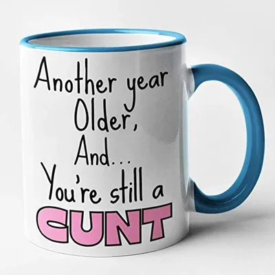 Geburtstagstasse, 11 oz, blau, Letterprint, rund