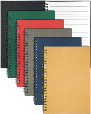 Produktbild von Notizbuch A5, Set von 6, 60 linierte Blätter, Spiralbindung, für Schule