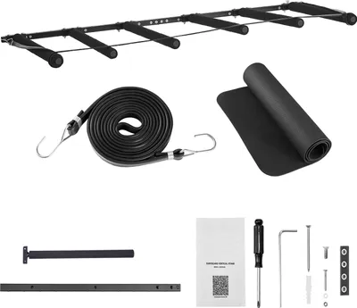 Immagine prodotto di SucceBuy supporto a parete per tavole da surf (5 livelli), rack verticale per la conservazione e la presentazione, organizzatore regolabile per kiteboard, shortboard, sci e snowboard in nero