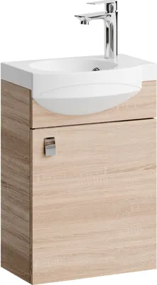 Produktbild von Planetmöbel Badmöbel Set 40cm Gäste WC Waschtischunterschrank Keramikwaschbecken Sonoma Eiche