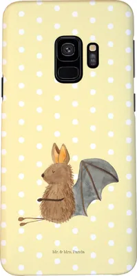 Produktbild von Mr. & Mrs. Panda Samsung Galaxy S9 Handyhülle Fledermaus Sitzen - Gelb Pastell - Geschenk, Smartphone Hülle, Lustige Sprüche, Motivation, Cover, Handy Schutzhülle