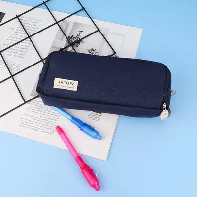 Produktbild von Famanu Stifteetui Große Kapazität - Dunkelblaues Canvas Etui für Studenten und Büro
