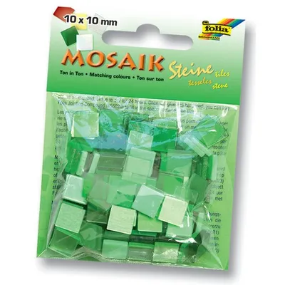 Immagine prodotto di Pietre di mosaico Folia, 10x10mm, 190 pezzi, resina sintetica, miscela tono su tono, verde