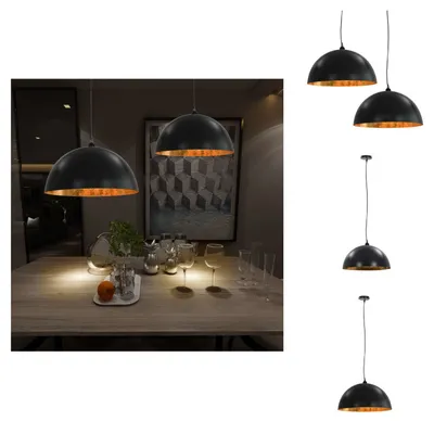 Image de vidaXL Plafonniers 2 pcs. noir et or hémisphérique 50cm E27 - Lampes