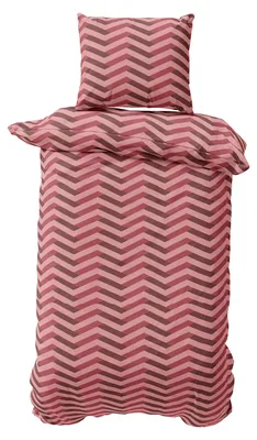 Produktbild von Bettwäsche Set 155x220 cm Jersey Baumwolle Bettbezug Bettgarnitur Zick Zack Bordeaux Rosa Rot 2 teilig