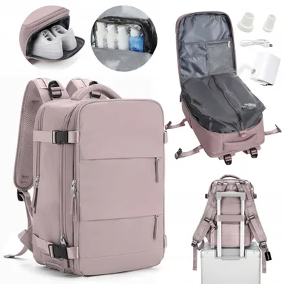 Zdjęcie produktu dla Plecak Bagaż Podręczny Próżniowy do Samolotu 40x25x20 Różowy Wizzair+Pompka