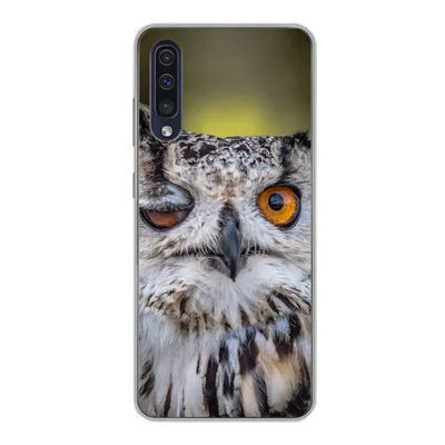 Produktbild von MuchoWow® Handyhülle Schutzhülle Hülle für Samsung Galaxy A30s Eule - Auge - Orange Silikon Softcase Handy Hülle - Karteninhaber