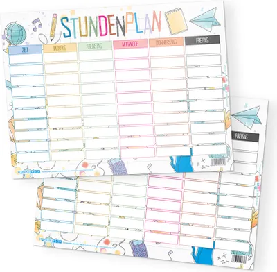 Produktbild von itenga Stundenplan DIN A4 300 g/m² Schulanfang Doodles