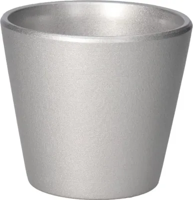Produktbild von Silberner Keramik Blumentopf Übertopf 10x8 cm glänzend, Pflanzentopf für Innen, 1 Stück