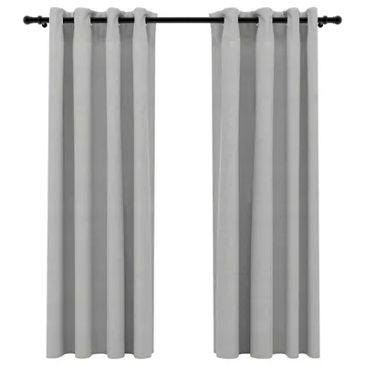 Produktbild von vidaXL Verdunkelungsvorhänge Ösen Leinenoptik 2 Stk. Grau 140x175 cm