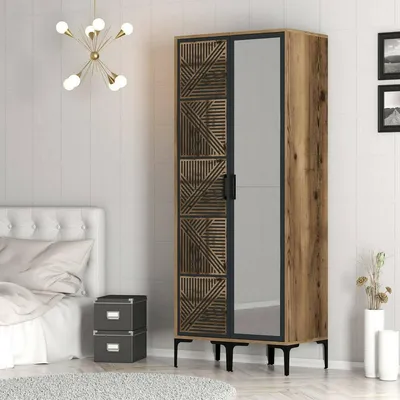 Immagine prodotto di Dmora Guardaroba 2 Ante Ramallah 47.5x201.4h cm Nero Antracite, Appendiabiti 2 Ante