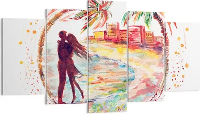 Produktbild von Bild auf Leinwand - Leinwandbild - Liebe Palmen Ansicht Sommer - 160x85cm - Wand Bild - Wanddeko - Leinwanddruck - Bilder - Kunstdruck - Wanddekoration - Leinwand bilder - Wandkunst - EA160x85-2989