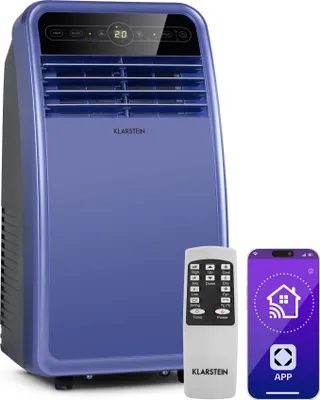 Image de Klarstein Metrobreeze New York Smart 7k Climatiseur Mobile – 7000 BTU, 21-34 m²,Smartphone, Silencieux, Déshumidificateur, Ventilateur 3 Vitesses, Classe A, Minuterie 24h, Pourpre