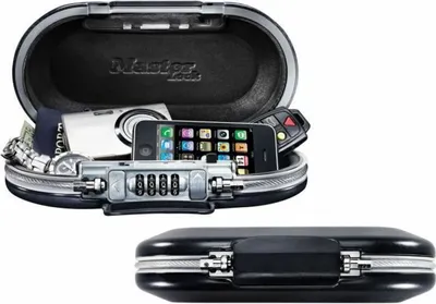 Produktbild von Přenosný trezor s bezpečnostním kabelem Master Lock 5900EURD Black ABS 6 x 12,9 x 24 cm