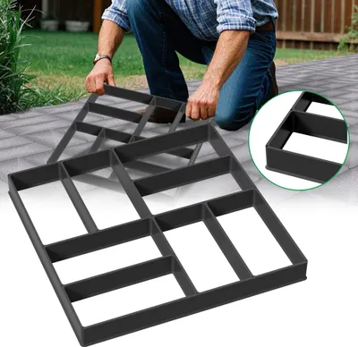 Produktbild von XMTECH DIY Betonform 1er Set, 8 Kammern Pflasterform Form Gehwegen Schalungsform, Wiederverwendbare Beton Gießform für Gehweg Garten Hof Terrasse Schwimmbad Dekor, Modell D