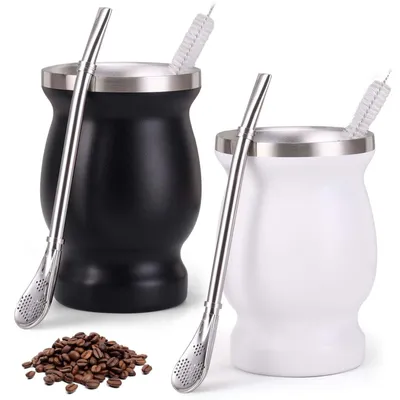 Produktbild von Yerba Mate-Teeset – Doppelwandige Mate-Becher mit Strohhalm und Bürste