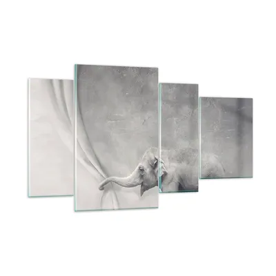 Produktbild von Bilder auf glas - Elefant Vorhang Abstraktion Phantasie - 120x70cm - Glasbilder - Wandbilder - Kunstdruck - Wanddekoration aus Glas - Glas Bilder - Wandbild auf Glas - GDL120x70-3011