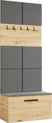 Produktbild von Masseno Garderobe-Set MODULO 80,6/204/40 cm Modern Garderobenschrank Eiche Artisan