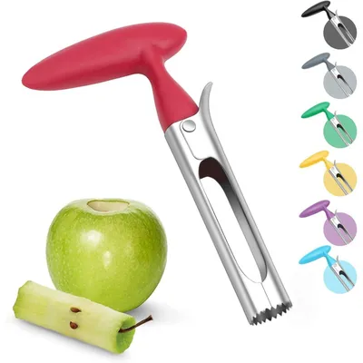 Productafbeelding van Appelontkerner met ABS-handvat, getande roestvrijstalen lemmet, 17,5 cm, rood