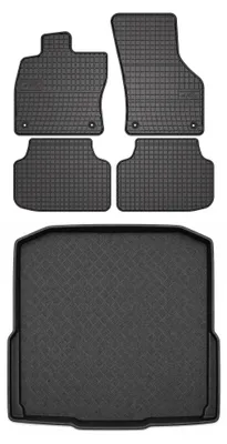 Productafbeelding van Rubberen automatten + kofferbakmat voor Skoda Octavia III 2012-2020 (stationwagen) – 5-delig, zwart, op maat – Wielganizator SolidPRO