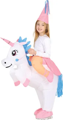 Produktbild von Aufblasbares Aufsitz Einhorn Kostüm für Mädchen