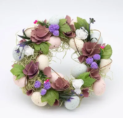 Produktbild von DECOLED Osterkranz, 30 x 8 cm, lila und rosa Blüten