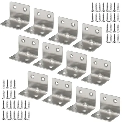 Produktbild von Edelstahl Winkel 38x38mm 90 Grad L-Klammern Eckverbinder 12 Stück mit Schrauben