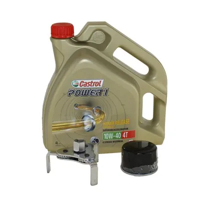 Produktbild von Öl Wechselset 4 Liter Castrol SAE 10W-40 Power 1 4T inkl. Ölfilter Citomerx CIT147 und Ölfilterschlü