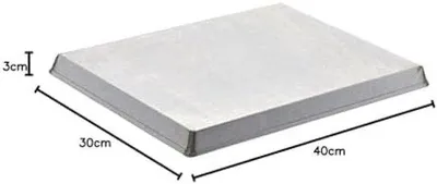 Image de Plaque rectangulaire en aluminium - 40 x 30 cm - Idéale pour la préparation de pizzas et de pâtisseries - Noir/Argent