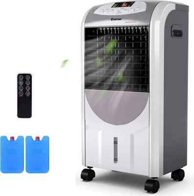 Produktbild von 5 in 1 Mobil Klimaanlage, 75W Luftkühler/2000W Heizlüfter, Negativ-Ionen-Luftreiniger, Aircooler 3 Geschwindigkeiten, 8H-Timer, Swing-Funktion, 7L Tank, Luftbefeuchter & Standventilator