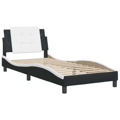 Zdjęcie produktu dla vidaXL Rama łóżka bez materaca "Zadar" czarno-biała 90x190 cm imitacja skóry
