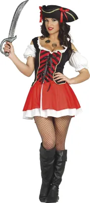 Immagine prodotto di Fiestas Guirca - Costume da corsaro per donna Set FG884 (XL) (Rosso/Nero)