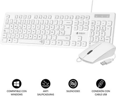 Produktbild von Subblim Combo Business Slim Silent Tastatur und Maus/ Weiß