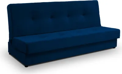 Produktbild von Sofa mit Schlaffunktion - Dunkelblau - Veloursstoff - 192x92x89 cm - mit Stauraum - Komfortables Schlafsofa - Wohnzimmer Polstersofa