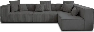 Produktbild von Lisa Design Colombine, Modulares Ecksofa rechts, 5-Sitzer, aus Cord , Dunkelgrau
